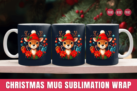 3D Christmas Mug Wrap Design for Illustrations