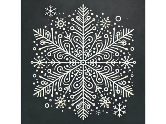 A Charcoal Sketch of Christmas Snowflake for Illustrations