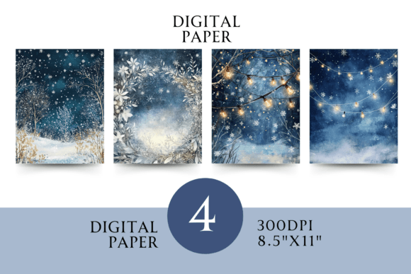 Blue Christmas Digital Paper JPG for Illustrations and Web Design