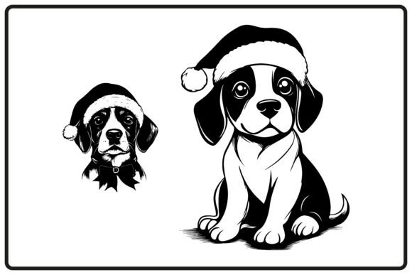 Christmas Beagle Dog Silhouette Clipart in Illustrations