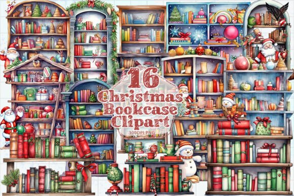 Christmas Bookcase Clipart PNG Review