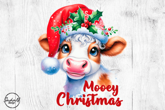 Christmas Cow Png, Mooey Christmas: Illustrations for Festive Branding