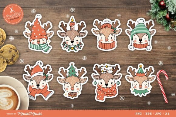 Christmas Deer Characters Stickers Review for Illustrations
