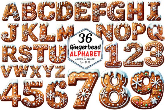 Christmas Gingerbread Alphabet Bundle: Festive Illustrations for Handmade Goods