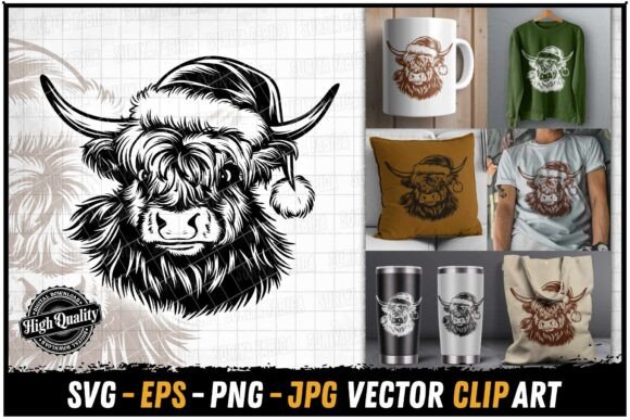 Christmas Hat Highland Cow Vintage SVG: A Review for Illustrations and Blog Graphics