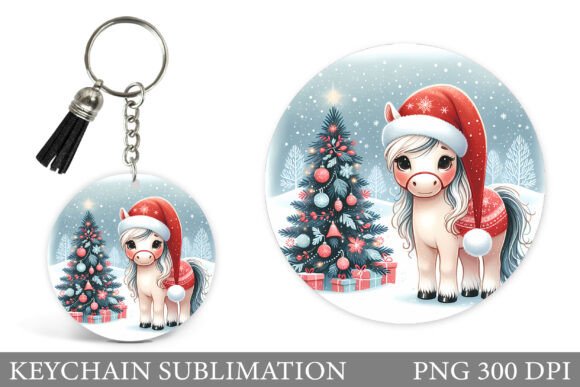 Christmas Horse Keychain Sublimation: Illustrations for Branding