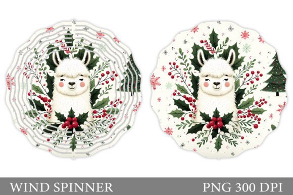 Christmas Lama Wind Spinner Sublimation in Illustrations