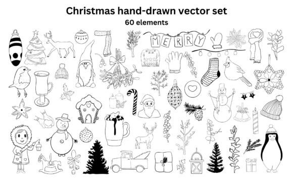 Christmas Outline Vector Illustrations