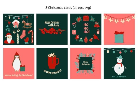 Christmas Square Greeting Cards - Vector Illustrations Review
