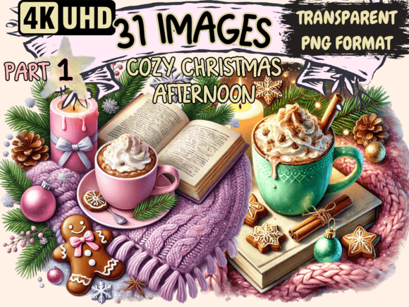 Cozy Christmas Afternoon Clipart P1: A Designer’s Review for Seasonal Illustrations