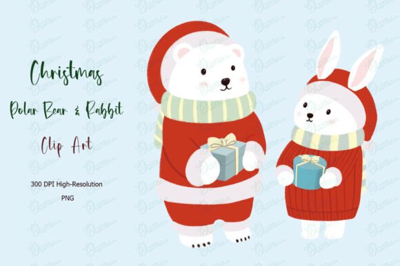 Cute Bear and Bunny Christmas Clipart Review