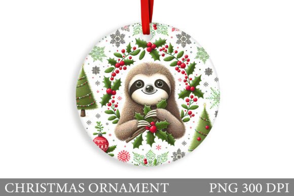 Cute Sloth Christmas Ornament Design for Illustrations