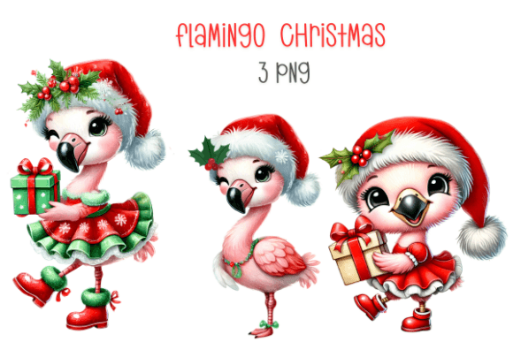 Flamingo Christmas Clipart, Flamingo Png Illustrations