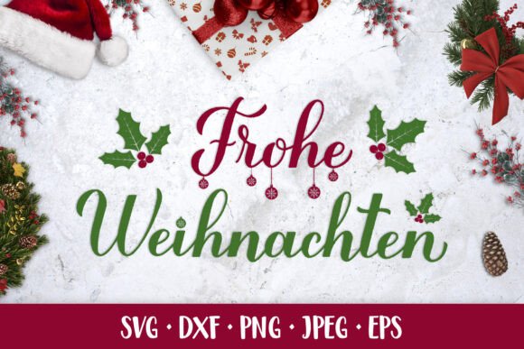 Frohe Weihnachten SVG. Merry Christmas Illustrations