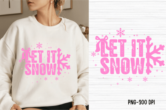Let It Snow, Retro Pink Christmas Png
