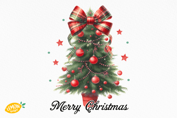 Plaid Christmas Tree PNG Sublimation for Editorial Illustrations