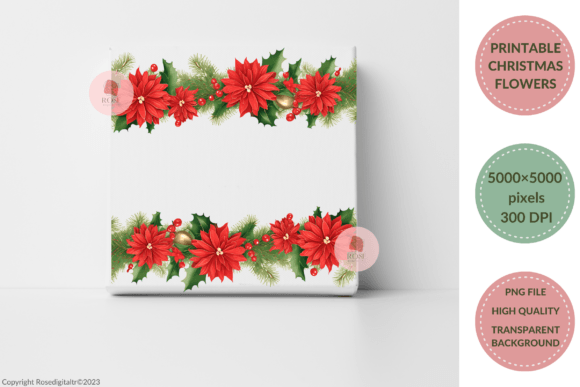 Printable Christmas Flower Clipart 11-10: Illustrations for Branding