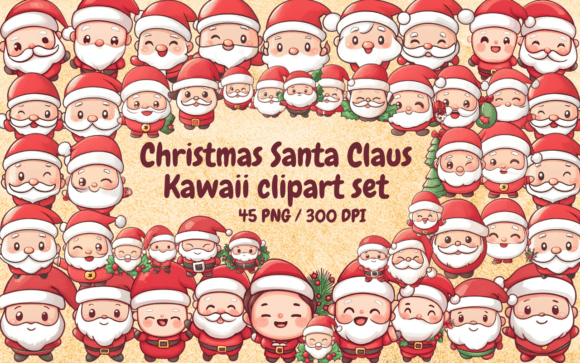 Santa Claus Christmas Kawaii Clipart Set Review