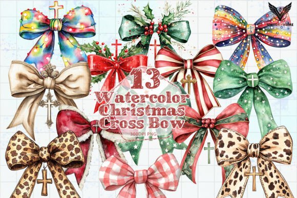 Watercolor Christmas Cross Bow Clipart: A Designer’s Review for Illustrations