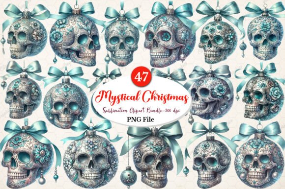 Watercolor Mystical Gothic Christmas PNG for Illustrations